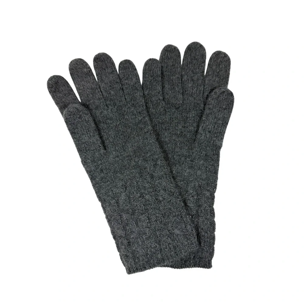 Charter Club Cashmere Gloves Womens One Size Gray Excellent Cable Knit Warm